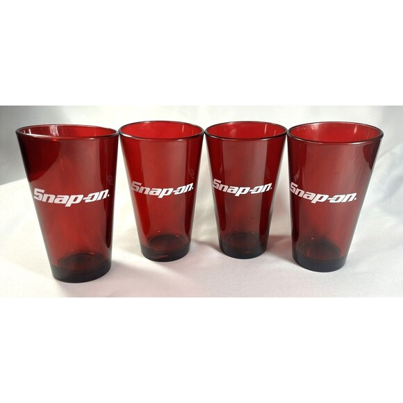 Snap-On Tools Red Pint Glasses Set of 4 - Picture 1 of 16